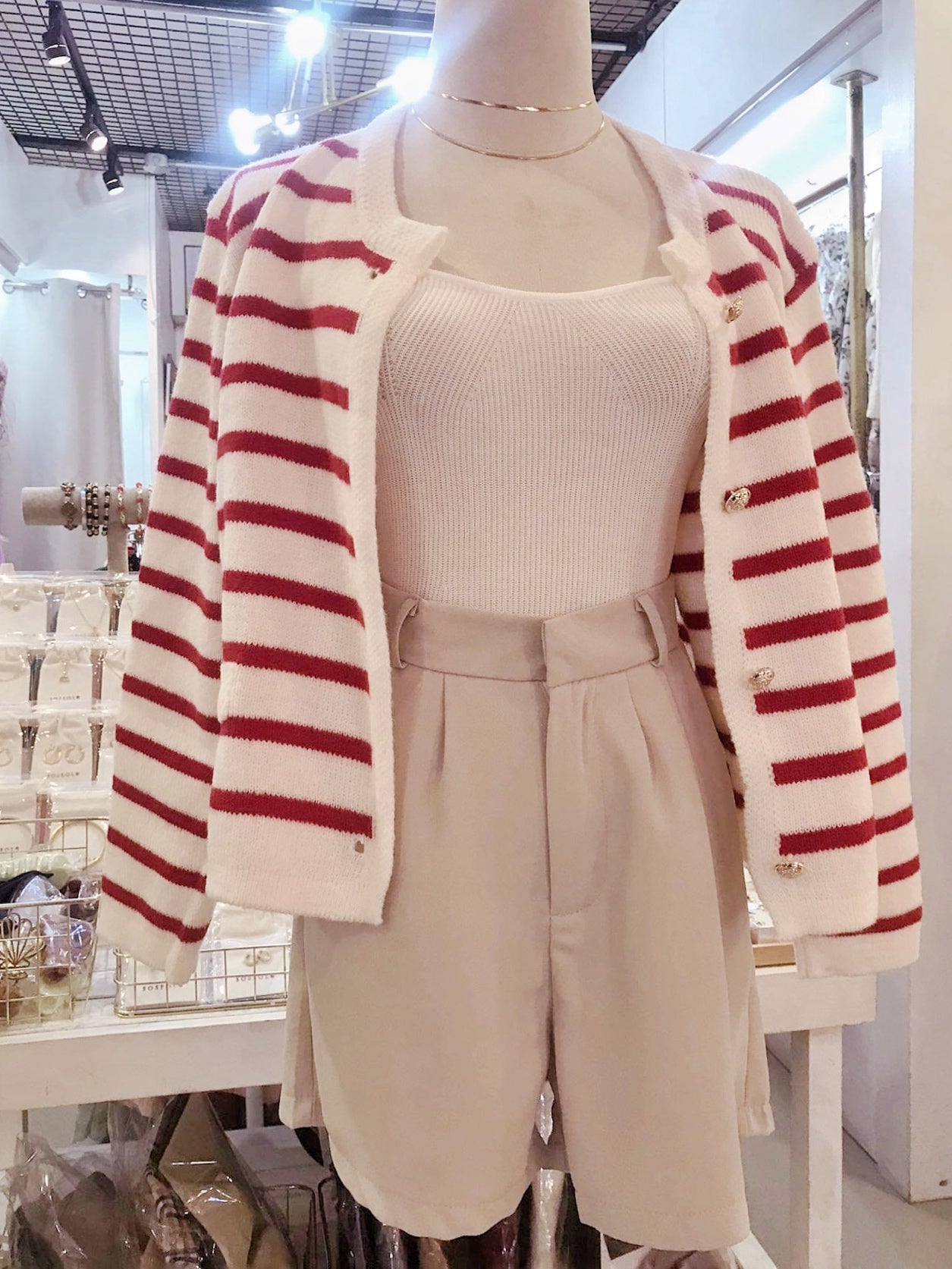 KAIA Premium Knitted Striped Cardigan Top